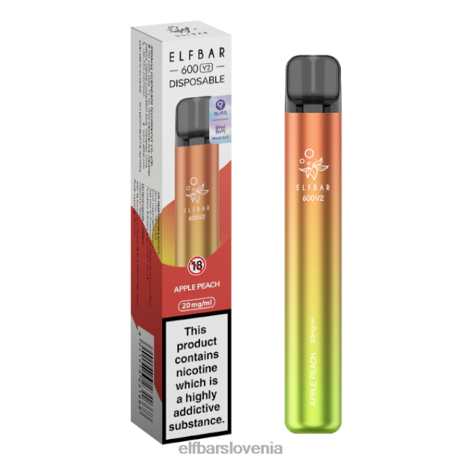 elfbar 600v2 vape za enkratno uporabo - 20 mg 42VJN11 jabolko breskev