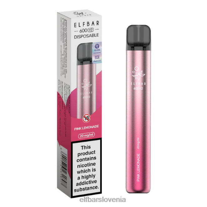 elfbar 600v2 vape za enkratno uporabo - 20 mg 42VJN7 roza limonada